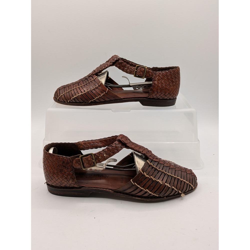 Cole Haan Resort Sandals Womens Size 8N Brown Leather Woven Fisherman Shoes